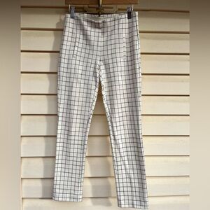 Chico’s off white/black ankle length/squares pants, stretch, elastic waist, 00